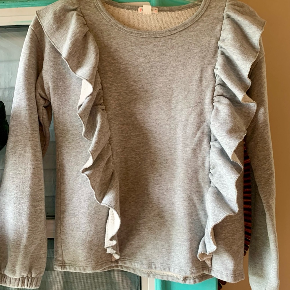 Crew Cuts Gray Ruffle Long Sleeve Top